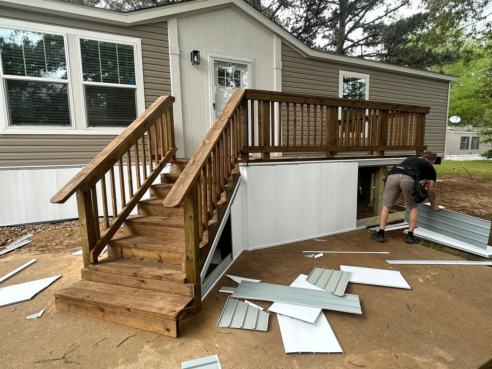 Mobile home skirting installation